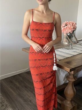 Cia Marítima Red Tie-Dye Slip Dress